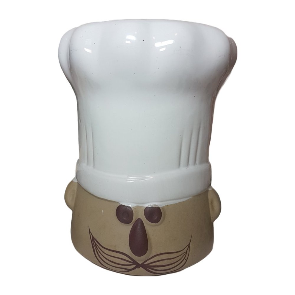 Ceramic Chef Head Kitchen Utensil Holder Baker Baking Cook Cooking Tool Storage